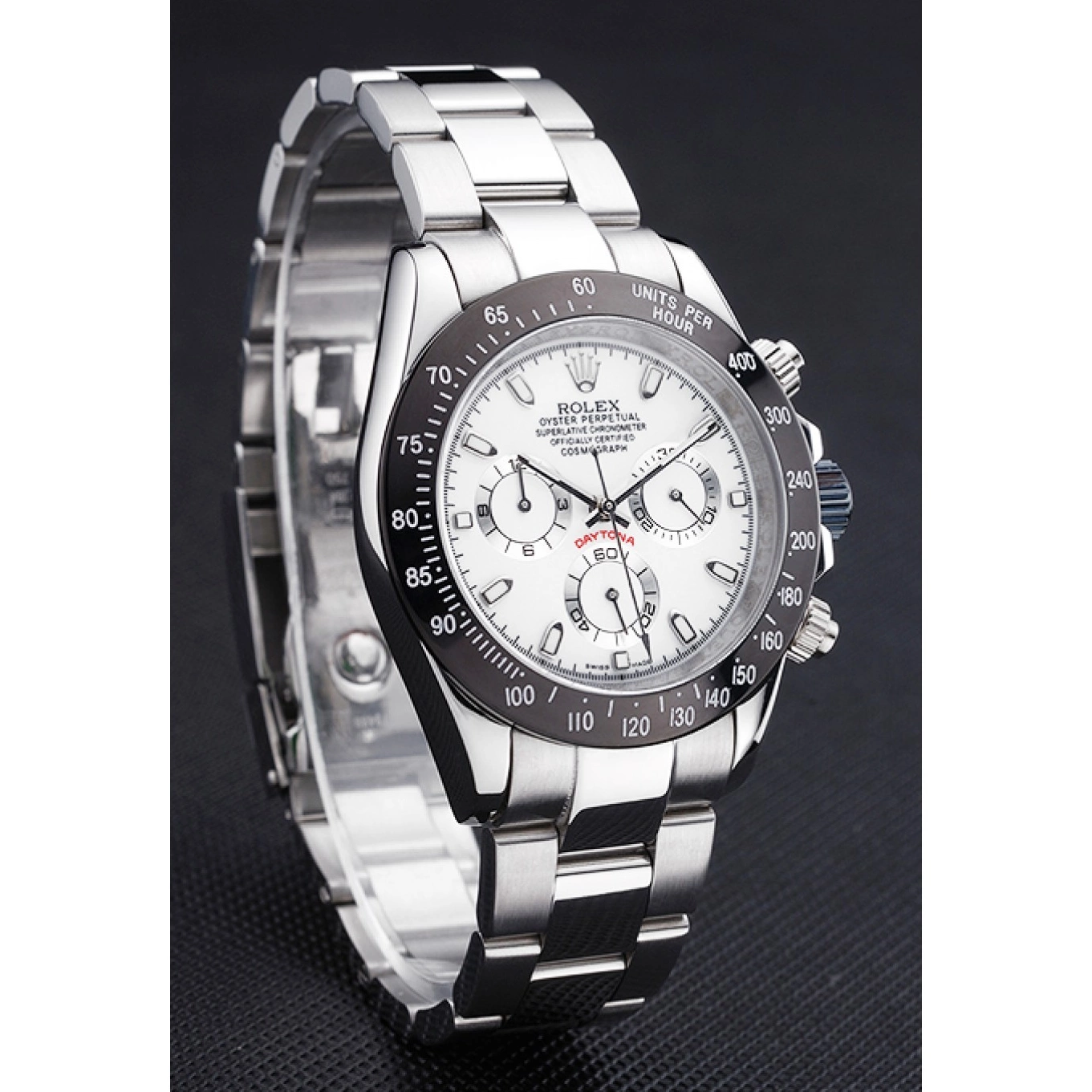 AAA replica watch Enameled Dial Rolex Black White Daytona Stainless Steel 0514